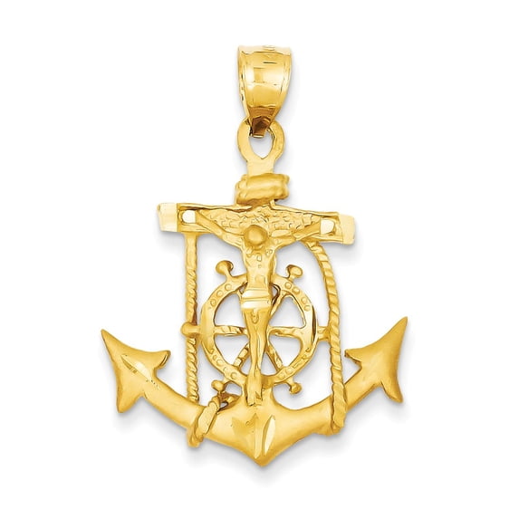 14k Yellow Gold Mariners Cross Pendant