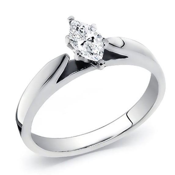14k Yellow Gold Marquise Cut Diamond Solitaire Ring 0.40 cttw. (G-H Color, SI Clarity) Size 6