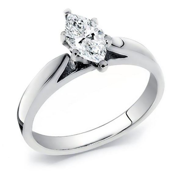 14k Yellow Gold Marquise Cut Diamond Solitaire Ring 0.50 cttw. (G-H Color, SI Clarity) Size 8.5