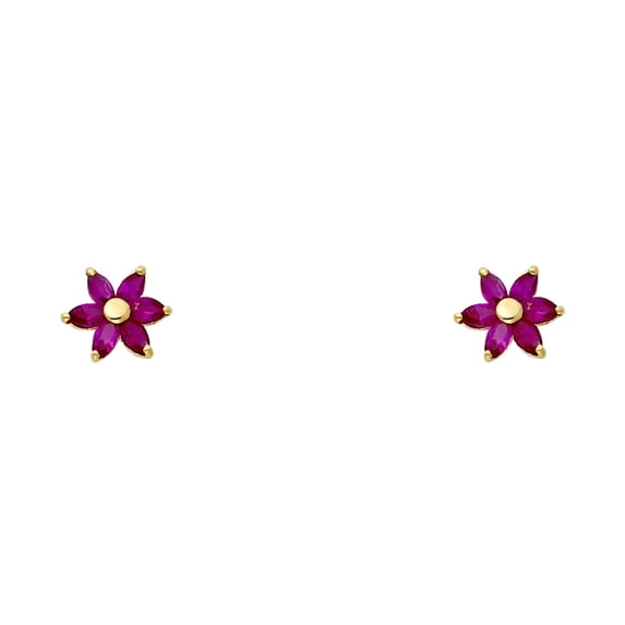 14k Yellow Gold Marquise Daisy Stud Flower Star Nature Burst Earrings Jewelry Female Unisex