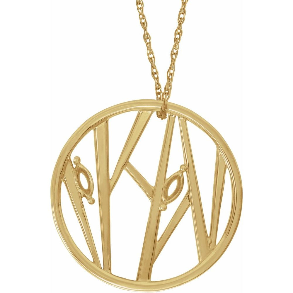 14k Yellow Gold Marquise Shape Two-Stone Family Freeform Bypass