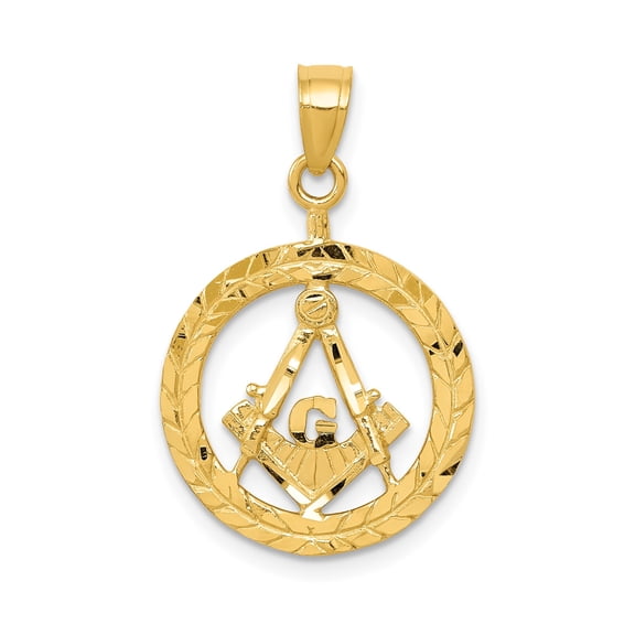 14k Yellow Gold Masonic Pendant for Men with Square and Compass G Emblem, Polished Freemason Medallion, Solid Gold Fraternity Symbol Necklace for Brotherhood and Morality