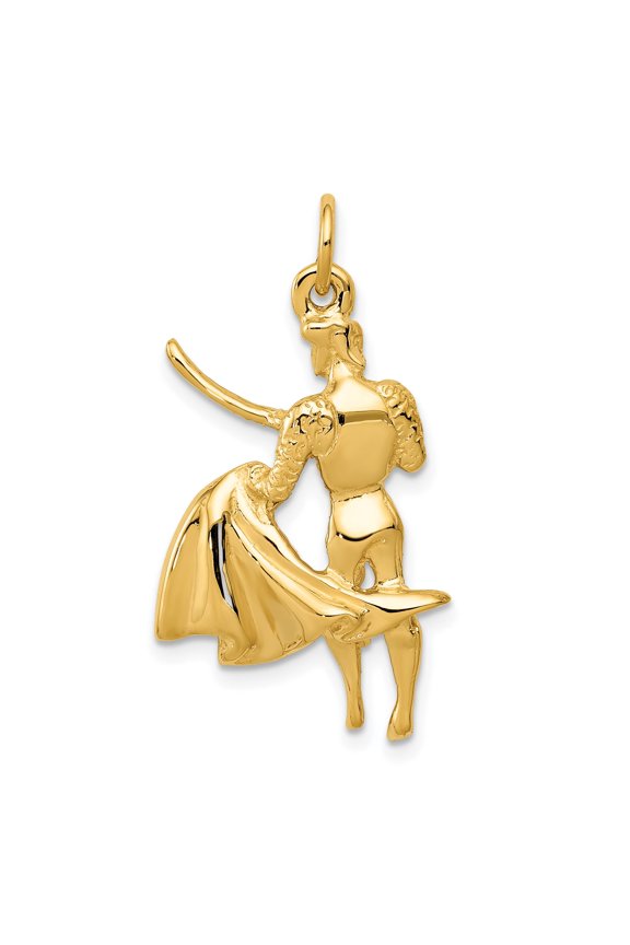 14k Yellow Gold Matador Pendant with Cape and Sword, Spanish Bullfighter Jewelry for Men or Women, Symbolic Hispanic Heritage Charm, Cultural Gold Necklace Collectible