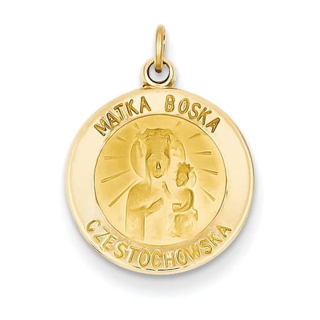 14k Yellow Gold Matka Boska Medal Charm Pendant