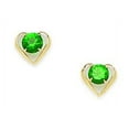 thumbnail image 1 of 14k Yellow Gold May Green 4x4mm Cubic Zirconia Heart Screw-Back Earrings - Measures 6x7mm, 1 of 2
