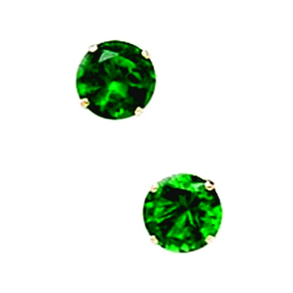 14k Yellow Gold May Green 5mm Round Cubic Zirconia Screw Back Earrings Stud Earring for Women
