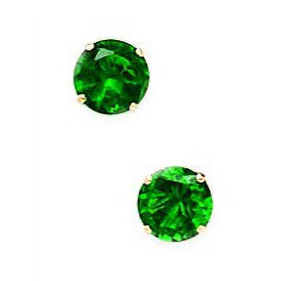 14k Yellow Gold May Green 5mm Round Cubic Zirconia Screw-Back Earrings