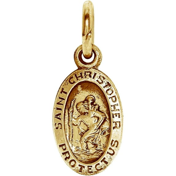 14k Yellow Gold Medal Pendant Necklace 8.75x5.75mm Polished St. Christopher Earrings L Stud Earring for Women