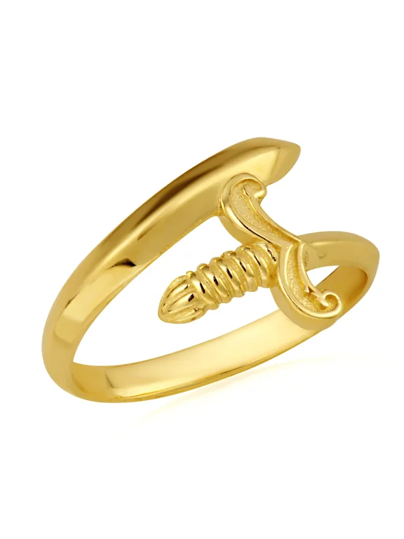 14k Yellow Gold Medieval Sword Wraparound Band Ring (Size 10)
