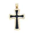thumbnail image 1 of 14k Yellow Gold Medium Black Enamel Cross Pendant - 2.6 Grams, 1 of 2