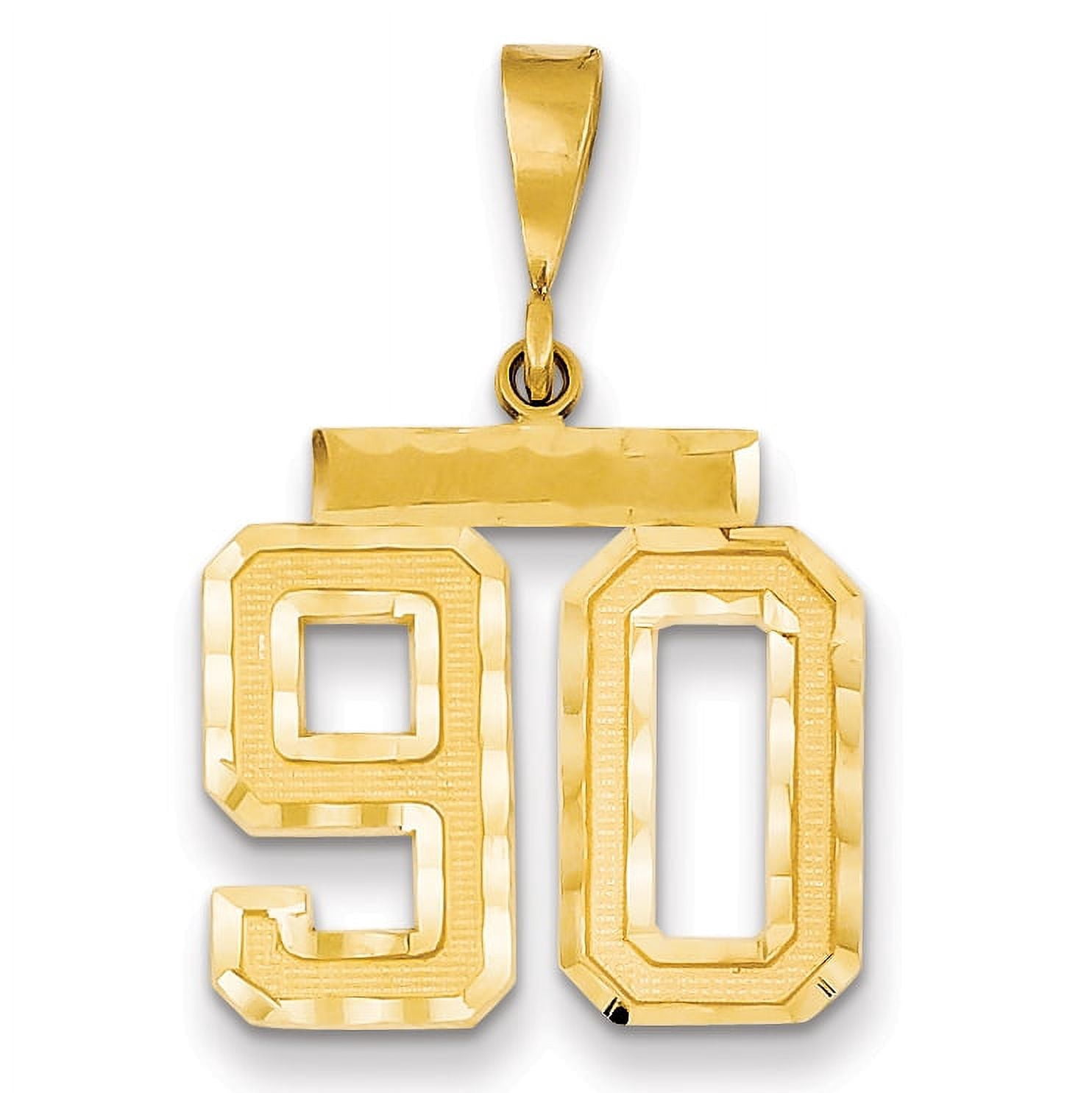 14k Yellow Gold Medium Diamond-cut Number 90 Charm Pendant - Walmart.com