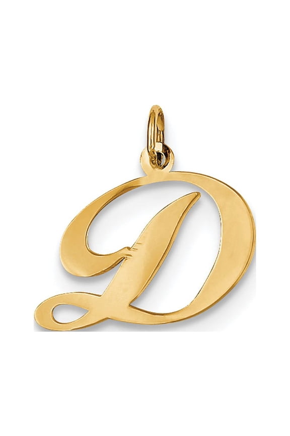 14k Yellow Gold Medium Fancy Script Initial D Charm