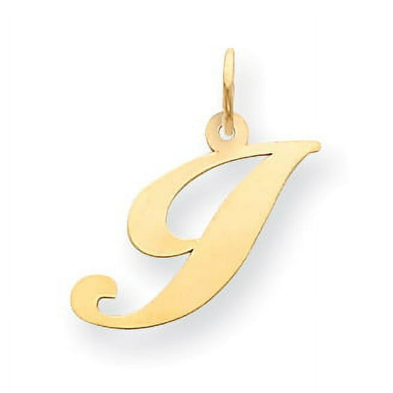 14k Yellow Gold Medium Fancy Script Initial I Charm Pendant