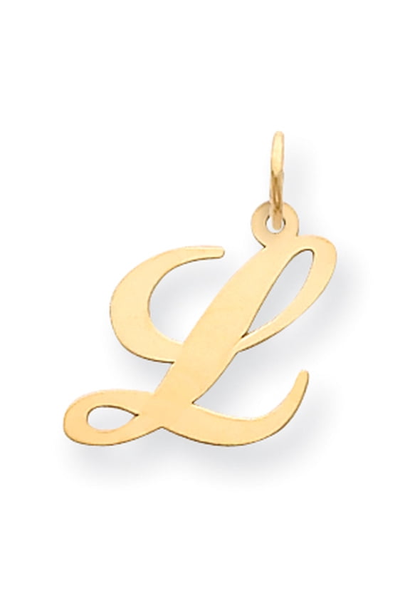 14k Yellow Gold Medium Fancy Script Initial L Charm Pendant