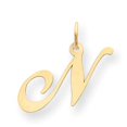 thumbnail image 1 of 14k Yellow Gold Medium Fancy Script Initial N Charm Pendant, 1 of 1