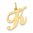 thumbnail image 1 of 14k Yellow Gold Medium Fancy Script Letter K Initial Charm Pendant, 1 of 4