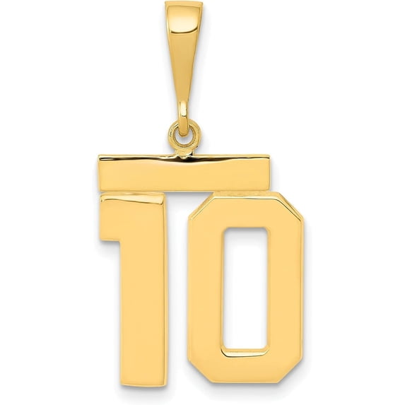 14k Yellow Gold Medium Polished Number 10 Charm - 2.3gm