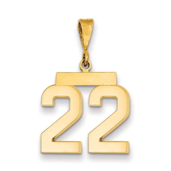 14k Yellow Gold Medium Polished Number 22 Pendant / Charm