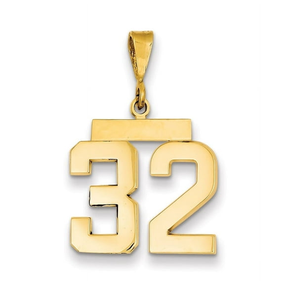 14k Yellow Gold Medium Polished Number 32 Charm Pendant