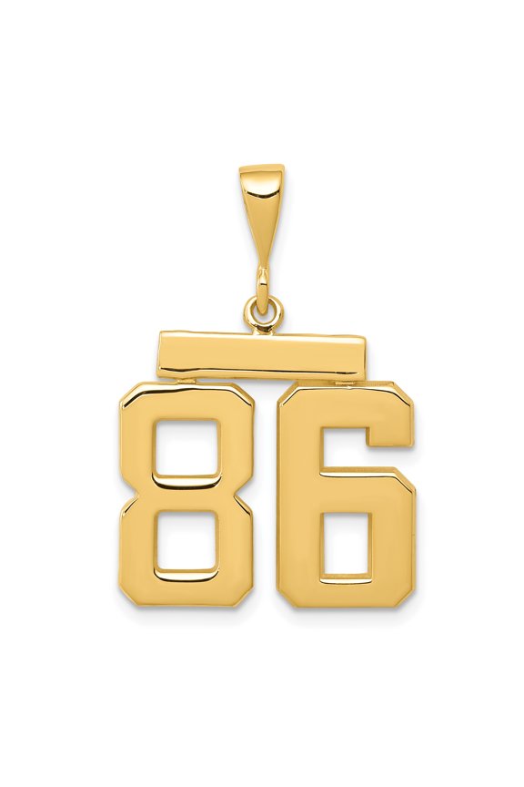 14k Yellow Gold Medium Polished Number 86 Charm Pendant