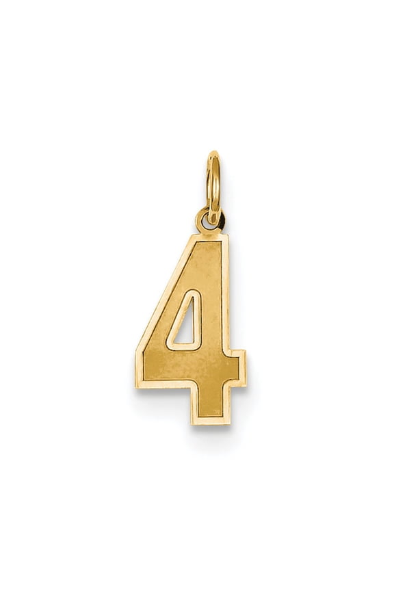 14k Yellow Gold Medium Satin Number 4 Charm