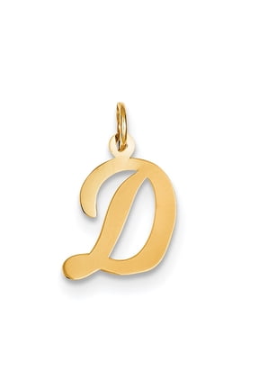 14k Yellow Gold Medium Script Initial D Charm