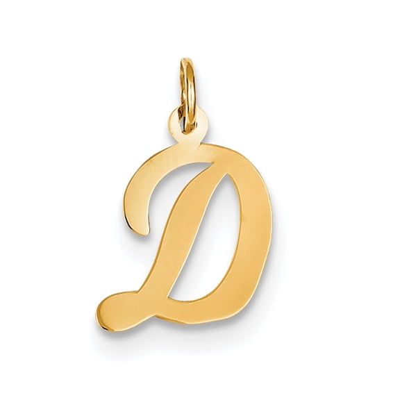 14k Yellow Gold Medium Script Initial D Charm