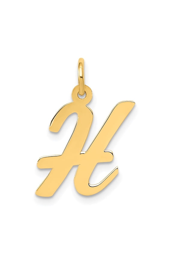 14k Yellow Gold Medium Script Initial H Charm Pendant Fine Jewelry For Women Gifts For Her