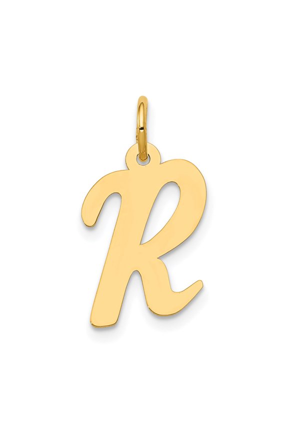 14k Yellow Gold Medium Script Initial R Charm Pendant Fine Jewelry For Women Gifts For Her