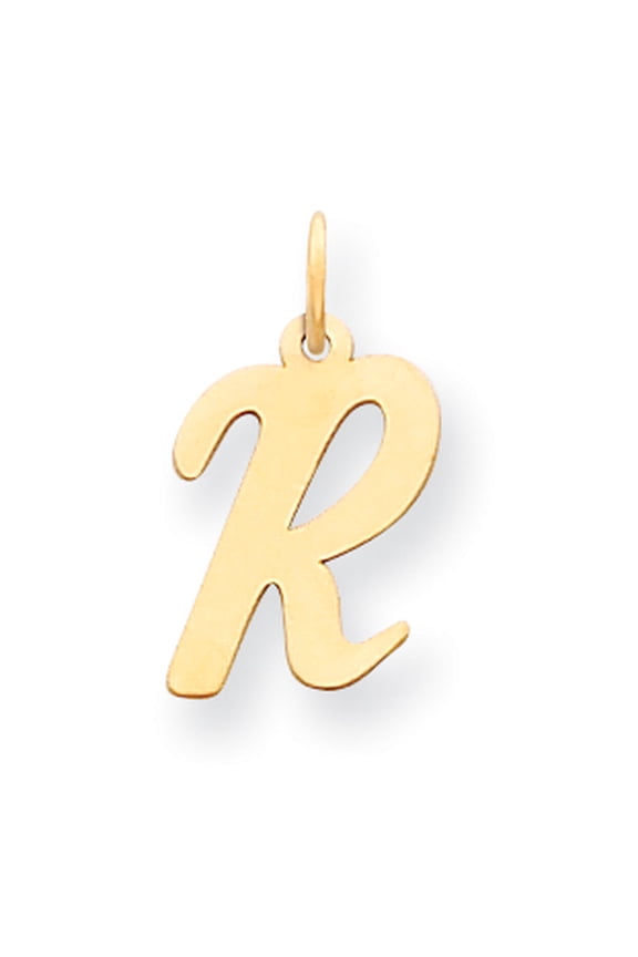 14k Yellow Gold Medium Script Initial R Charm Pendant