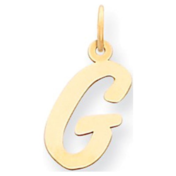 14k Yellow Gold Medium Script Letter G Initial Charm Pendant