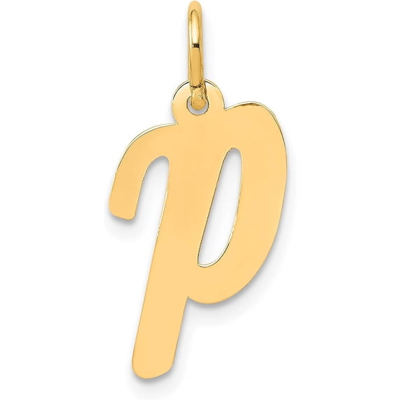 14k Yellow Gold Medium Script Letter P Initial Charm