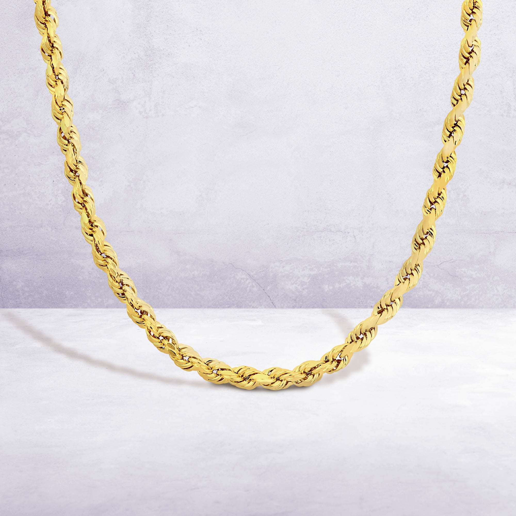 14k Yellow Gold Men's 4mm Rope Chain Necklace