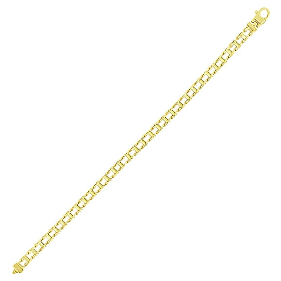 14k Yellow Gold Men's Bracelet with Rail Motif Links 8.5 in