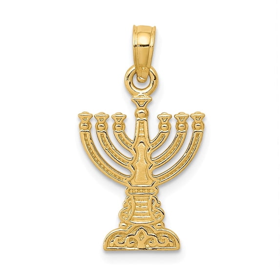 14k Yellow Gold Menorah Pendant Charm