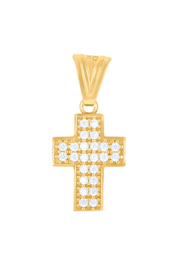 14k Yellow Gold Mens Cubic Zirconia Cross Religious Charm Pendant 20.9x9.6mm Wide Necklace for Men