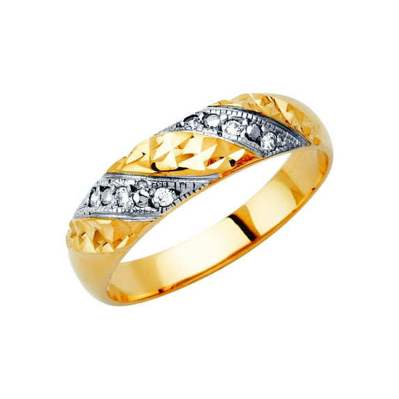 14k Yellow Gold Mens Cubic Zirconia Wedding Band Trio Set Ring Size 10 Wedding Band for Men