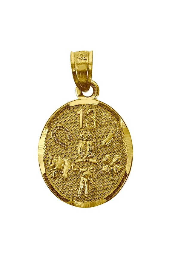 14k Yellow Gold Mens Dc 13 Anos Round Height 20.9mm Pendant Charm Necklace for Men - 1.1 Grams