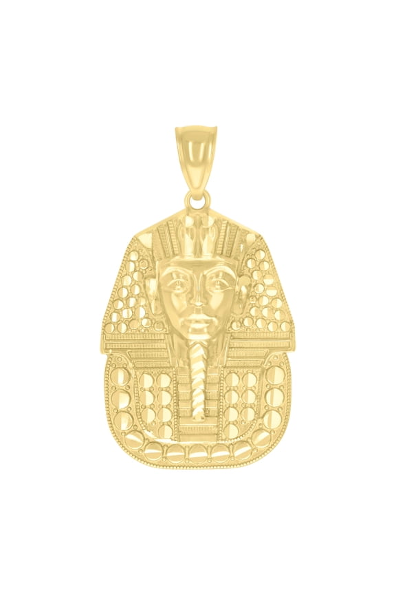 14k Yellow Gold Mens Pharaoh Egyptian Charm Pendant