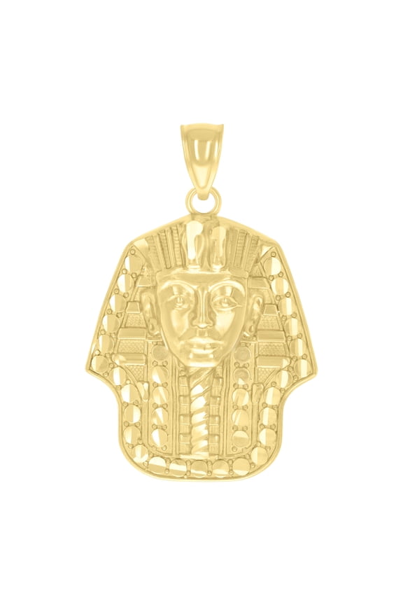 14k Yellow Gold Mens Pharaoh Egyptian Charm Pendant