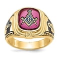 thumbnail image 1 of 14k Yellow Gold Mens Synthetic Ruby Masonic Ring  Size 10, 1 of 1