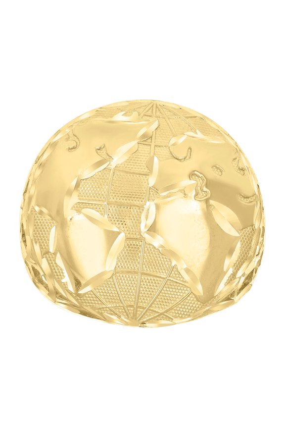 14k Yellow Gold Mens World Map Globe Ring