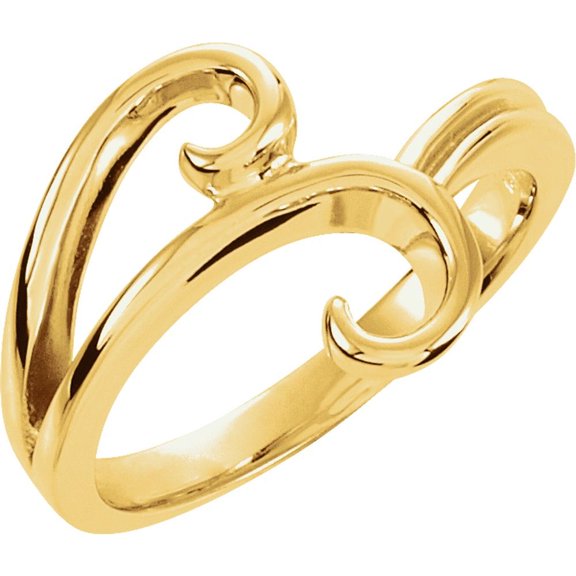 14k Yellow Gold Metal Fashion Freeform Bypass Ring Fine Jewelry For Women Gifts For Her (Mounting Only, Not All Stones Included), Size 7