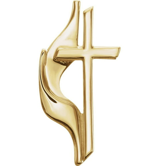 14k Yellow Gold Methodist Cross Lapel Pin 19x10mm - 1.2 Grams