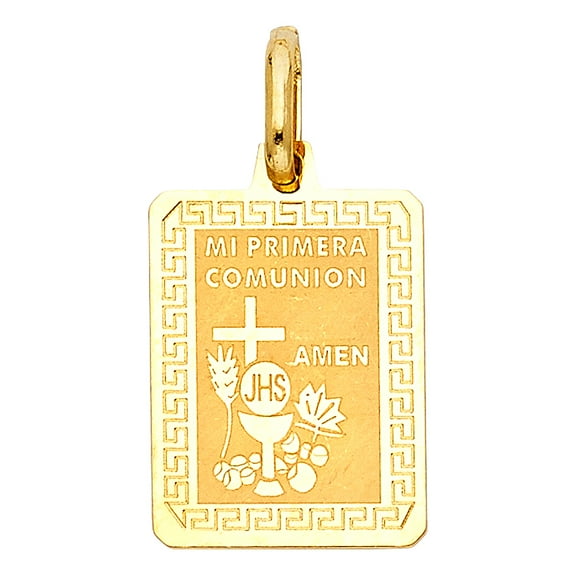 14k Yellow Gold Mi Primera Communion Medalla Pendant Charm Jewelry Female Unisex