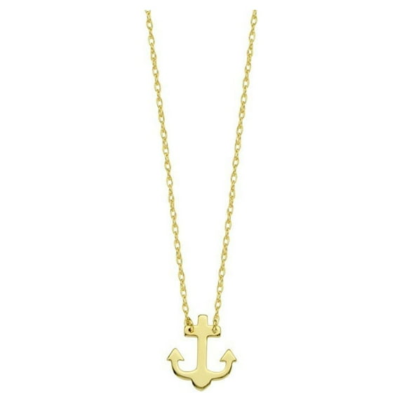 14k Yellow Gold Mini Anchor Adjustable Necklace With Rope Chain - .9 Grams - 18 Inch