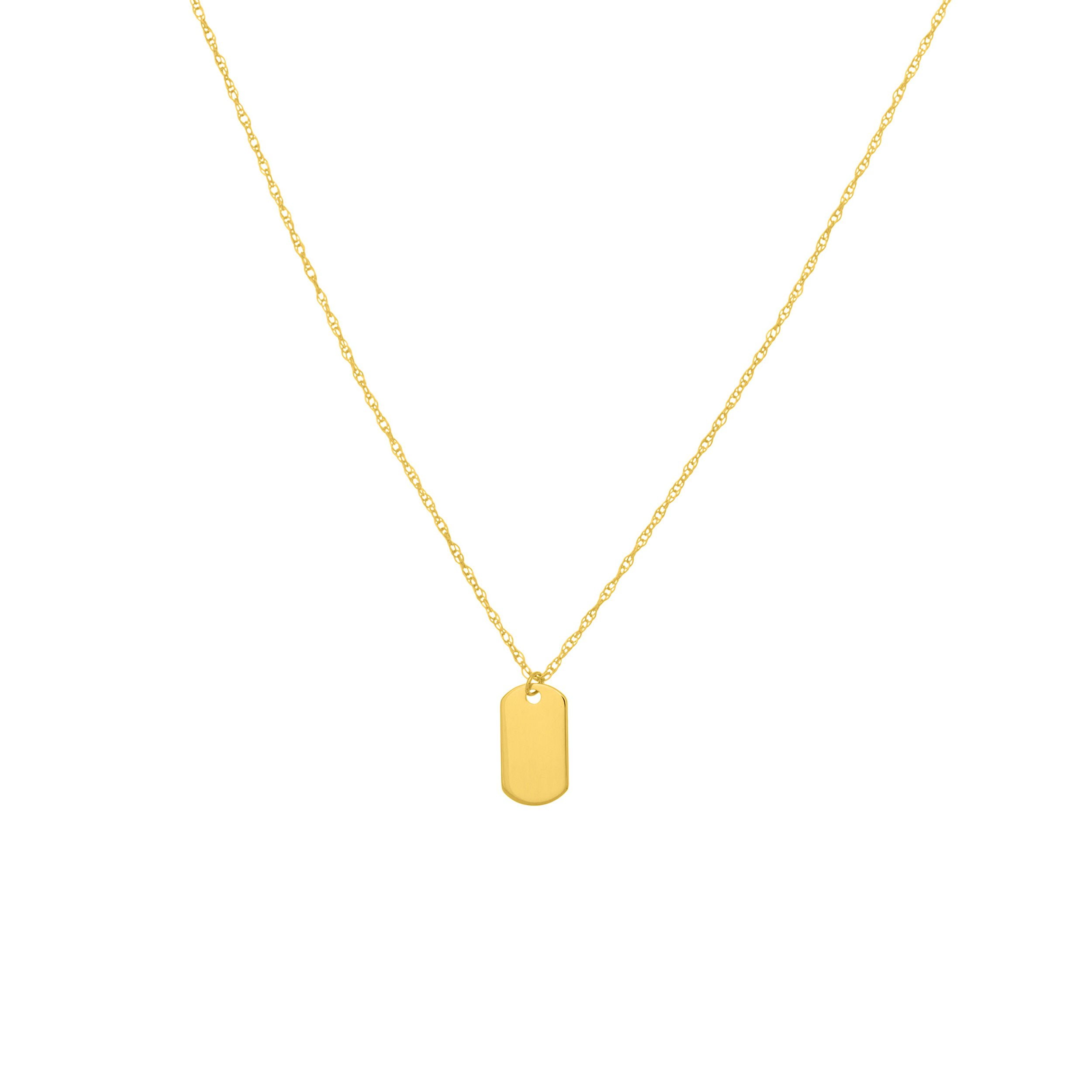 Gold Mini Dog Tag Necklace, A Feminine and Cool Favorite