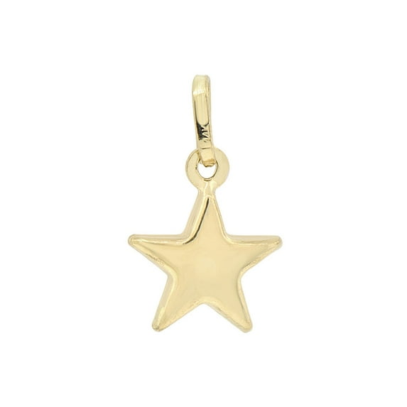 14k Yellow Gold, Mini Five Pointed Star Polished Pendant Classic Puff Charm 12mm