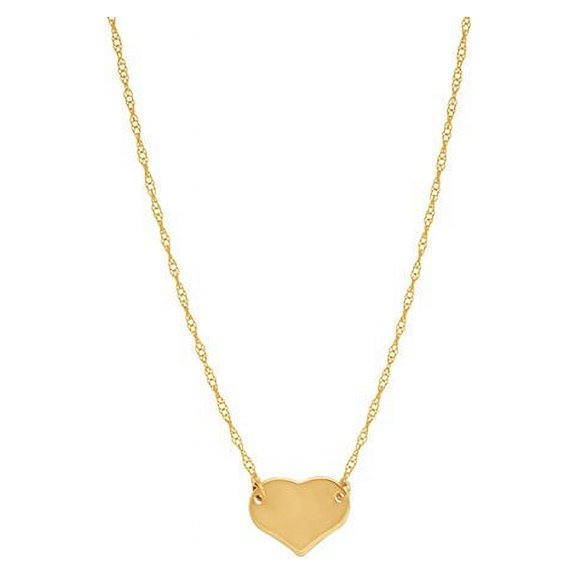 14k Yellow Gold Mini Heart Necklace Rope Chain Spring Ring Closure - 1.0 Grams - 18 Inch