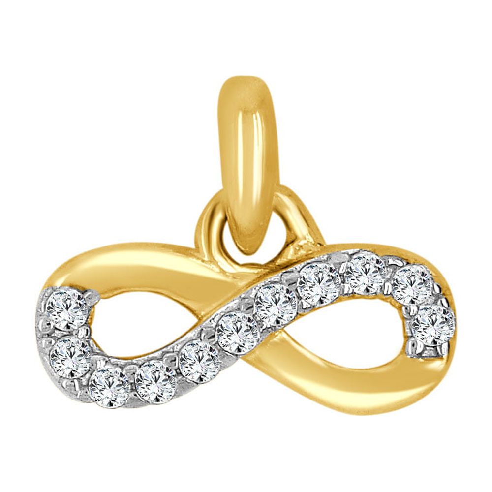 14k Yellow Gold, Mini Infinity Symbol Pendant Charm Created CZ Crystals ...